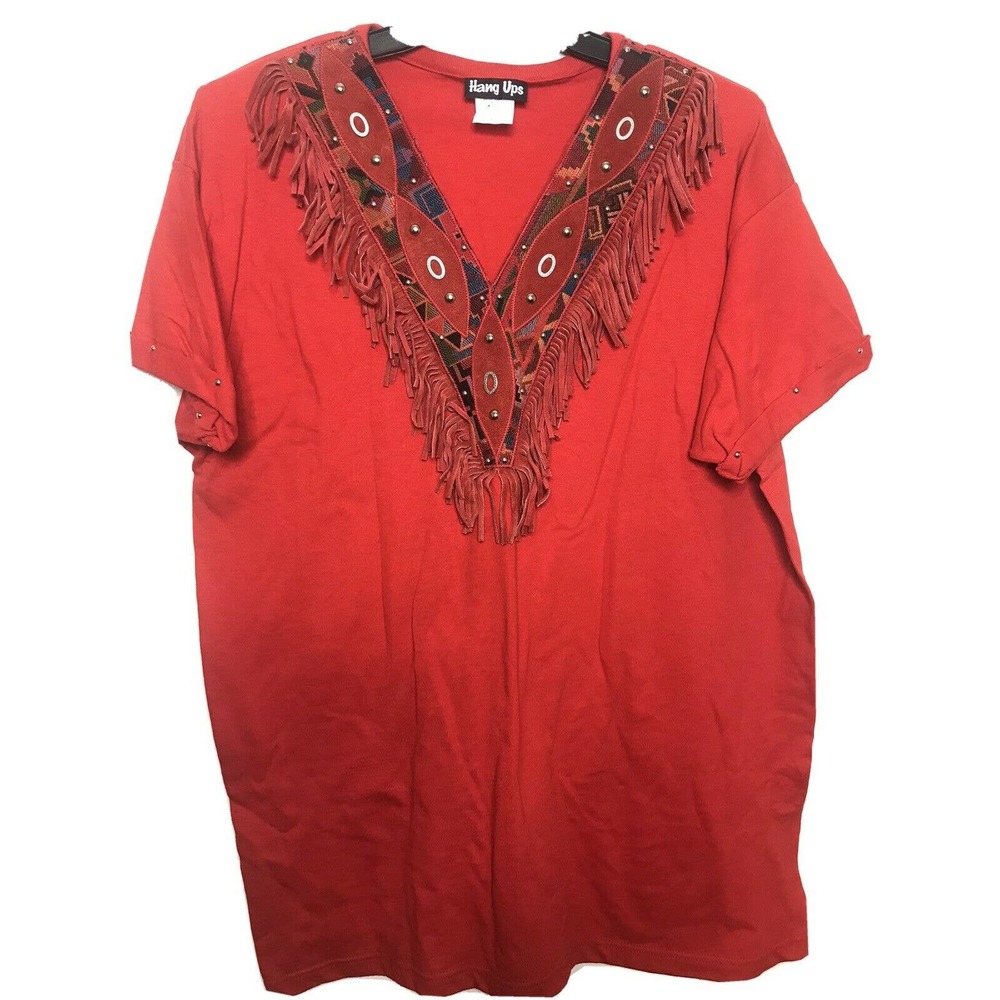 Hang Ups XL Red Western Leather Fringe Southwest